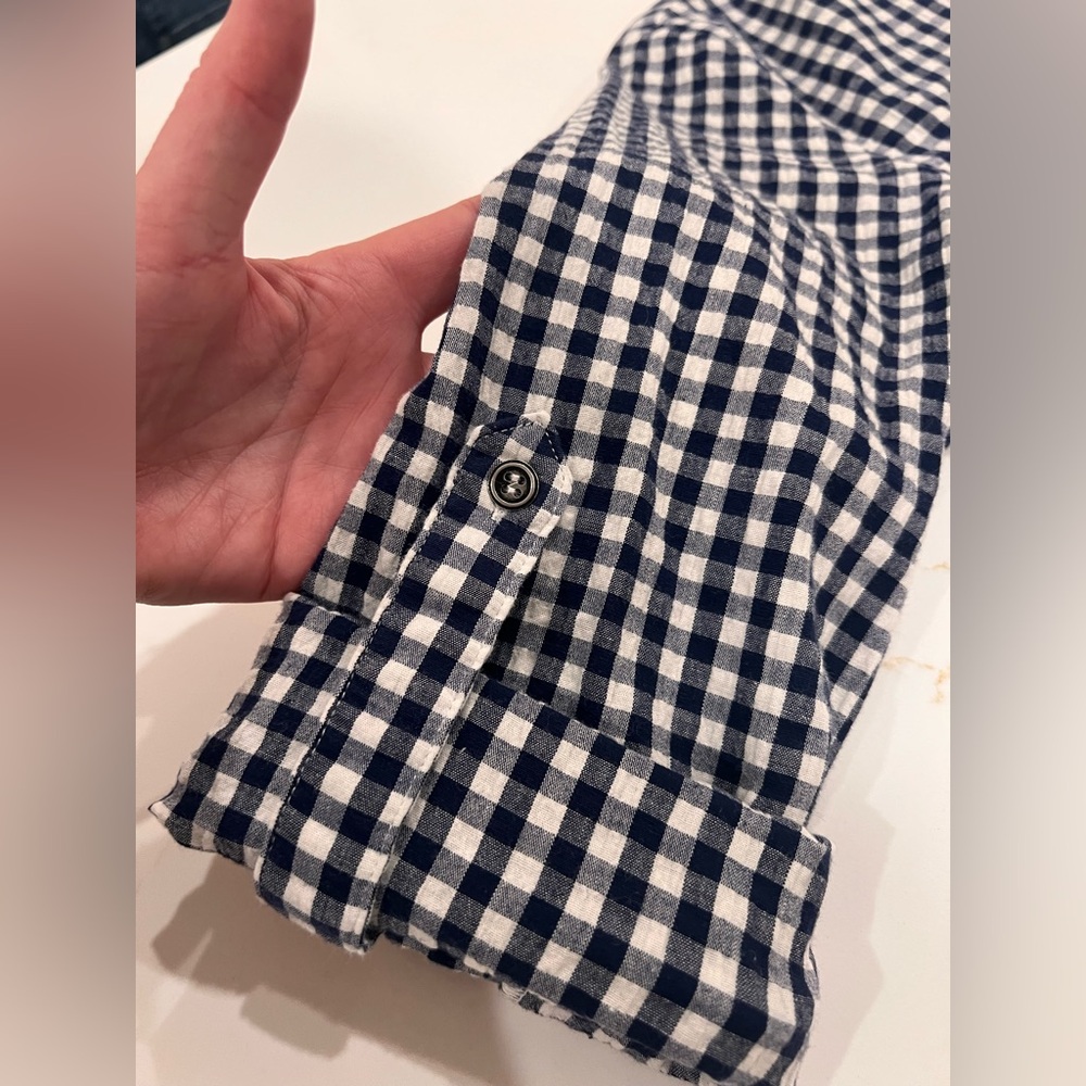 KUT from the kloth M Navy / White Check Button Down - Picture 9 of 11